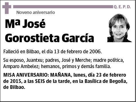 GOROSTIETA GARCIA,Mª JOSE