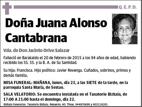 ALONSO CANTABRANA,JUANA