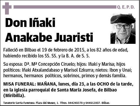 ANAKABE JUARISTI,IÑAKI