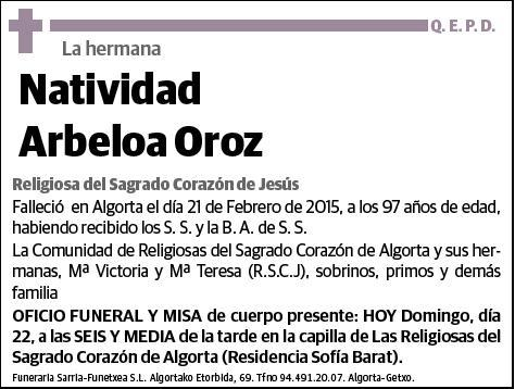 ARBEOLA OROZ,NATIVIDAD