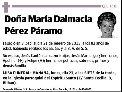 PEREZ PARAMO,MARIA DALMACIA