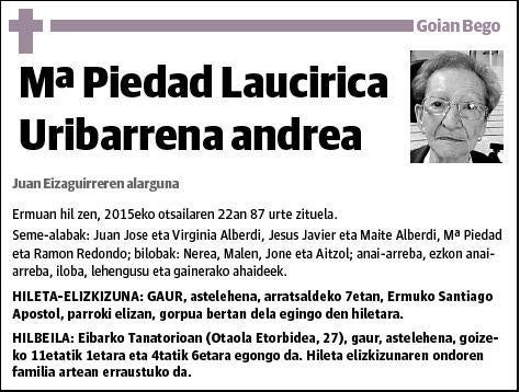 LAUCIRICA URIBARRENA,Mª PIEDAD