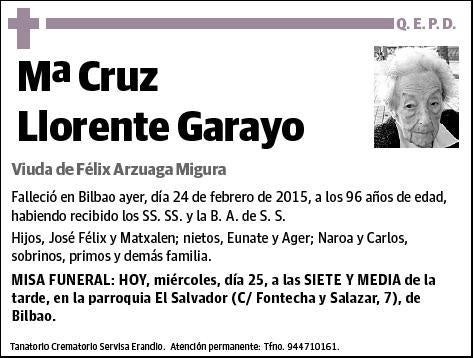 LLORENTE GARAYO,Mª CRUZ