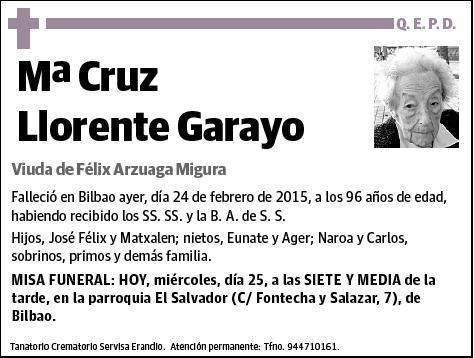 LLORENTE GARAYO,Mª CRUZ