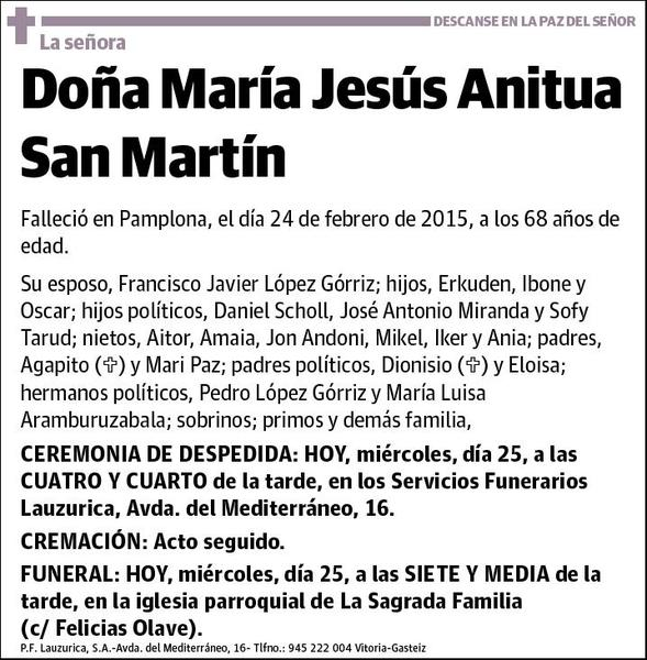 ANITUA SAN MARTIN,MARIA JESUS