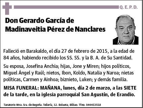 GARCIA DE MEDINAVEITIA PEREZ DE NANCLARES,GERARDO