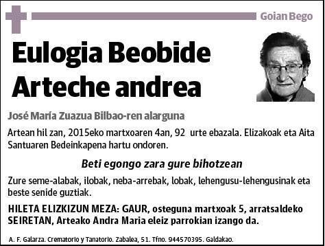 BEOBIDE ARTECHE,EULOGIA