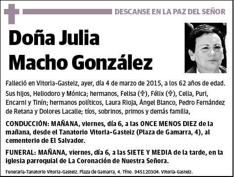 MACHO GONZALEZ,JULIA