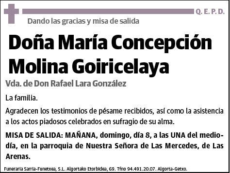 MOLINA GOIRICELAYA,MARIA CONCEPCION