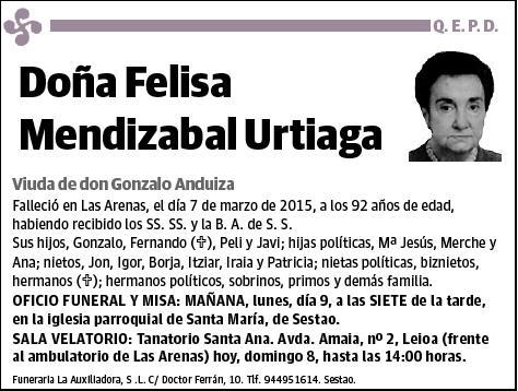 MENDIZABAL URTIAGA,FELISA