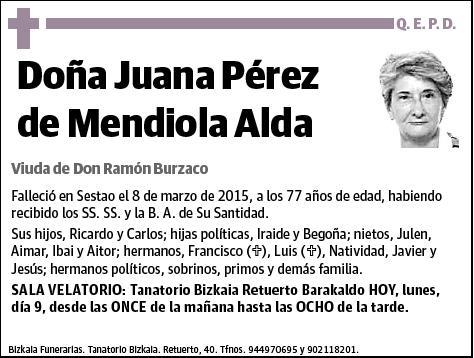 PÉREZ DE MENDIOLA ALDA,JUANA