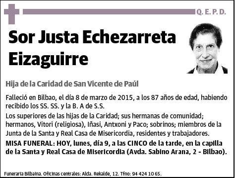 ECHEZARRETA EIZAGUIRRE,SOR JUSTA