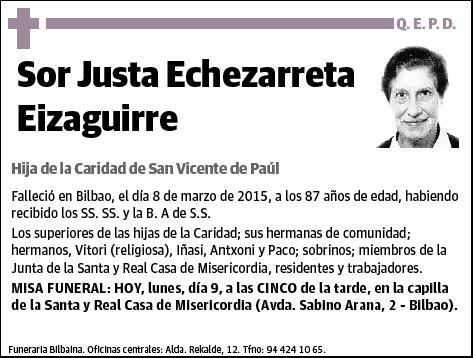 ECHEZARRETA EIZAGUIRRE,SOR JUSTA