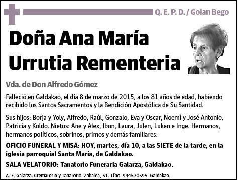 URRUTIA REMENTERIA,ANA MARIA