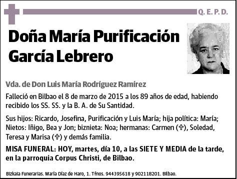 GARCIA LEBRERO,MARIA PURIFICACION