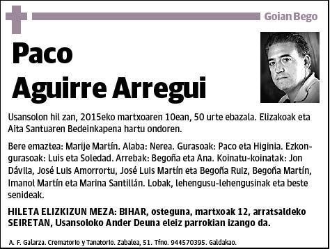 AGUIRRE ARREGUI,PACO