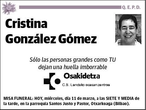 GONZALEZ GOMEZ,MARIA CRISTINA