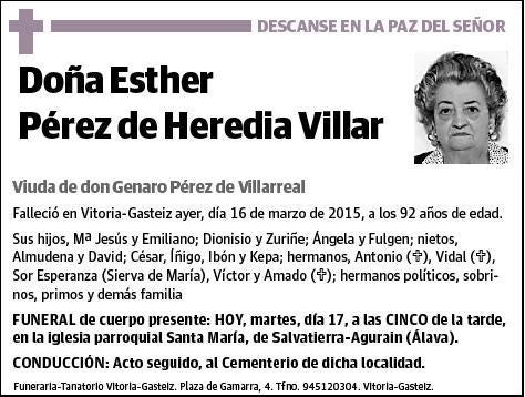 PEREZ DE HEREDIA VILLAR,ESTHER