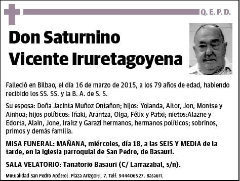 VICENTE IRURETAGOYENA,SATURNINO