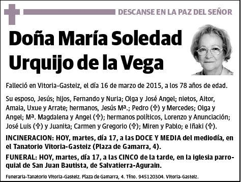 URQUIJO DE LA VEGA,MARIA SOLEDAD