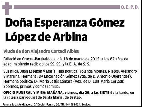 GOMEZ LOPEZ DE ARBINA,ESPERANZA