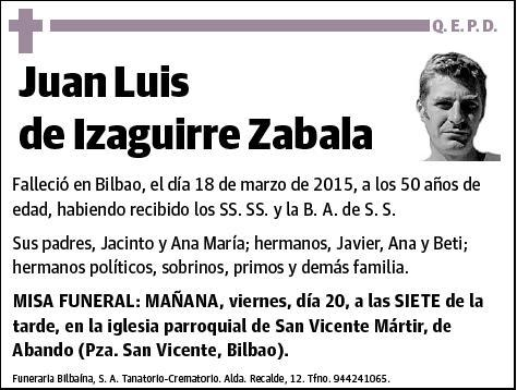 DE IZAGUIRRE ZABALA,JUAN LUIS