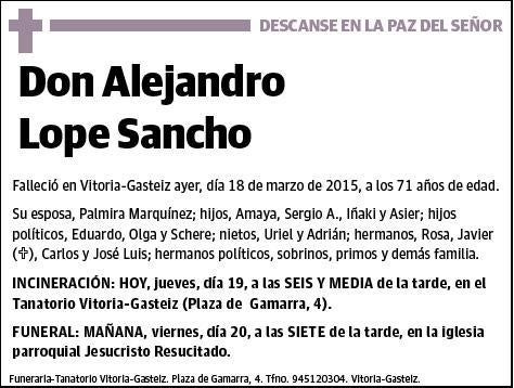 LOPE SANCHO,ALEJANDRO