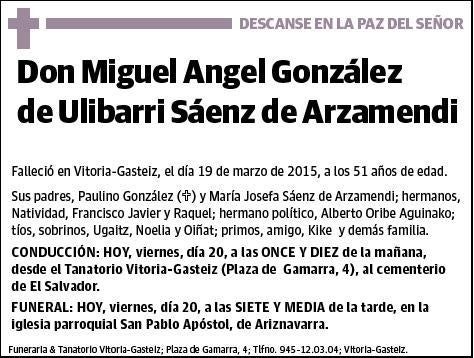 GONZALEZ DE ULIBARRI SAENZ DE ARZAMENDI,MIGUEL ANGEL