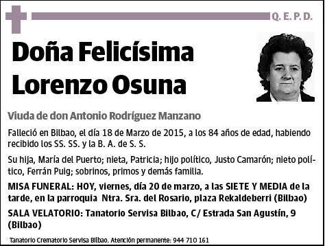 LORENZO OSUNA,FELICISIMA