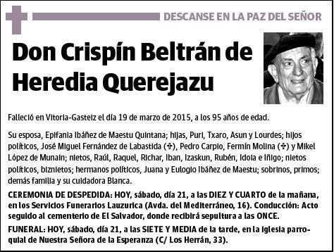 BELTRAN DE HEREDIA QUEREJAZU,CRISPIN