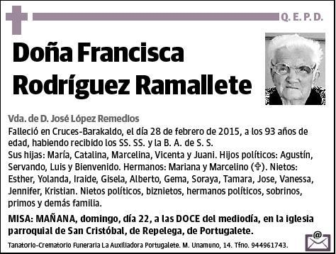 RODRIGUEZ RAMALLETE,FRANCISCA