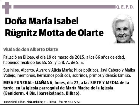 RÜGNITZ MOTA DE OLARTE,MARIA ISABEL