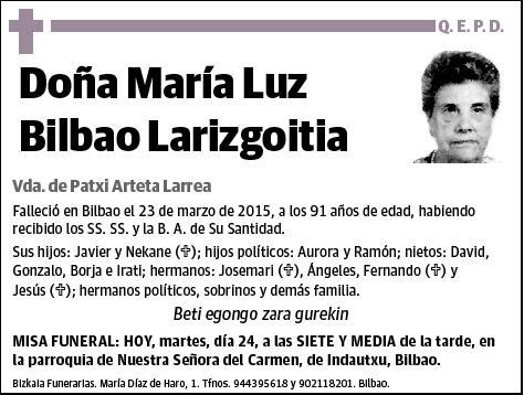 BILBAO LARIZGOITIA,MARIA LUZ