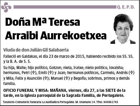 ARRAIBI AURREKOETXEA,Mª TERESA