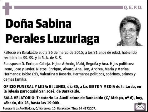 PERALES LUZURIAGA,SABINA