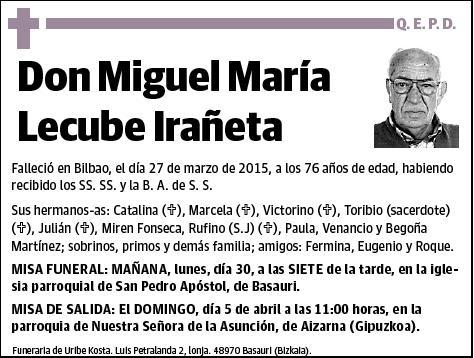 LECUBE IRAÑETA,MIGUEL MARIA