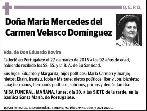 VELASCO DOMINGUEZ,MARIA MERCEDES DEL CARMEN