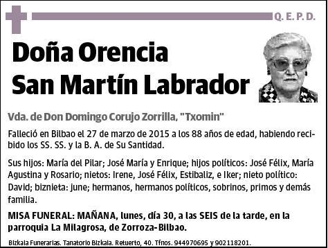 SAN MARTIN LABRADOR,ORENCIA