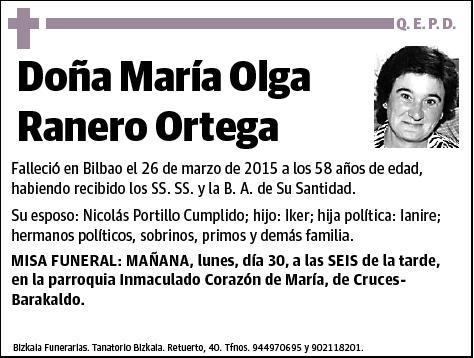 RANERO ORTEGA,MARIA OLGA