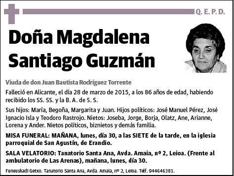 SANTIAGO GUZMAN,MAGDALENA