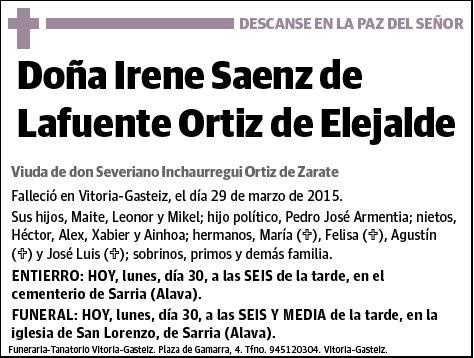 SAENZ DE LAFUENTE ORTIZ DE ELEJALDE,IRENE