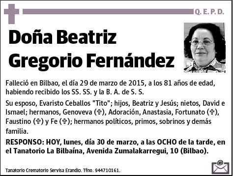 GREGORIO FERNANDEZ,BEATRIZ