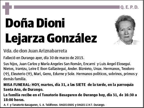 LEJARZA GONZALEZ,DIONI