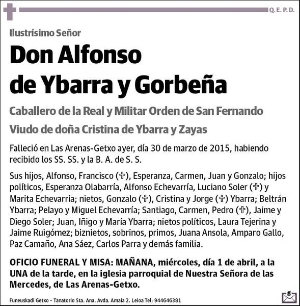 DE YBARRA Y GORBEÑA,ALFONSO