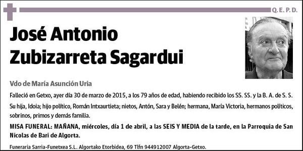 ZUBIZARRETA SAGARDUI,JOSE ANTONIO