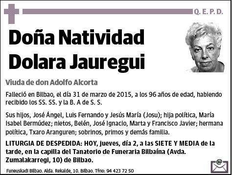 DOLARA JAUREGUI,NATIVIDAD