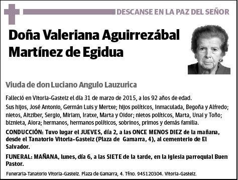 AGUIRREZABAL MARTINEZ DE EGIDUA,VALERIANA