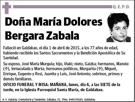 BERGARA ZABALA,MARIA DOLORES