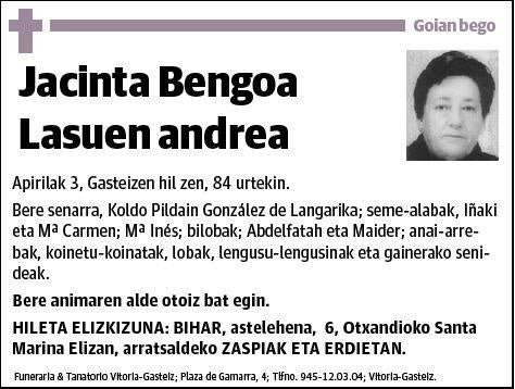 BENGOA LASUEN,JACINTA