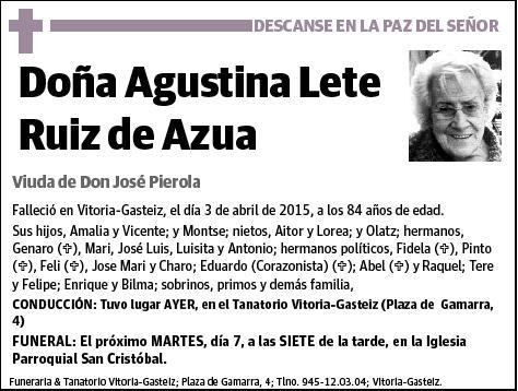 LETE RUIZ DE AZUA,AGUSTINA